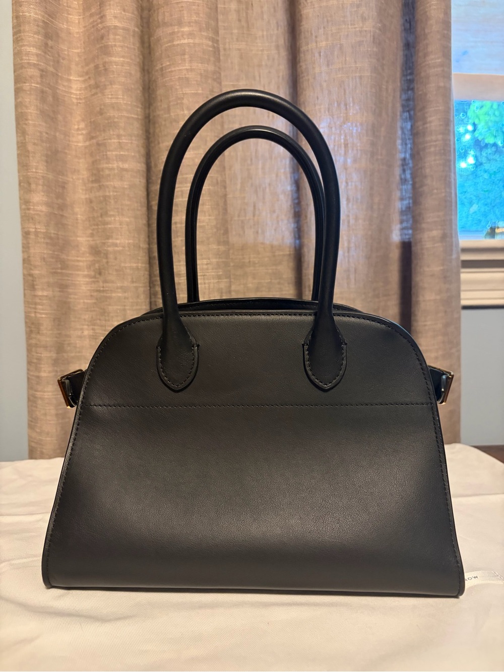 The Row Soft Margaux 10 Bag in Black Leather